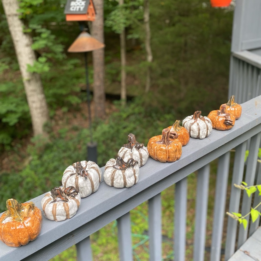 AMBER PUMPKINS pottery handmade Halloween Autumn Thanksgiving Decor Holi… - Picture 6 of 8